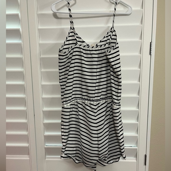NWT J Crew Drapey Romper black and white stripe - Picture 4 of 5